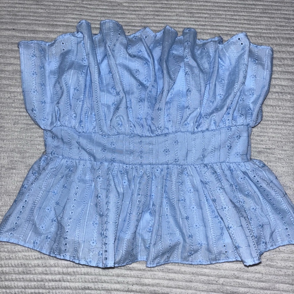 Light Blue Strapless Women's Top
